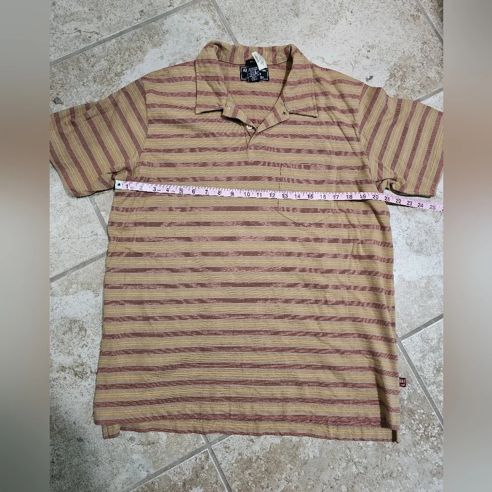 Abercrombie & Fitch Men’s XL Striped Polo Tan Cotton Y2K Preppy Retro Heritage - Picture 5 of 6